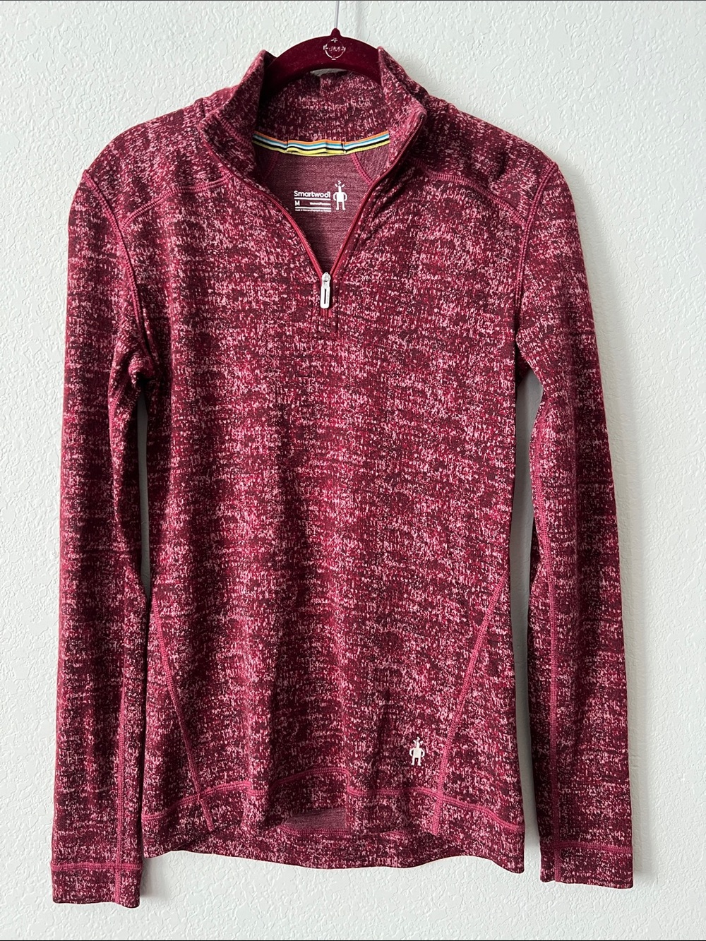Smartwool Women's Merino 250 Base Layer Pattern 1/4 Zip Sweatshirt Pullover Size